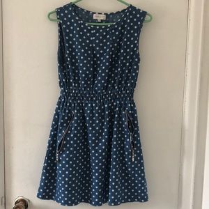 Denim dress with zipper pockets